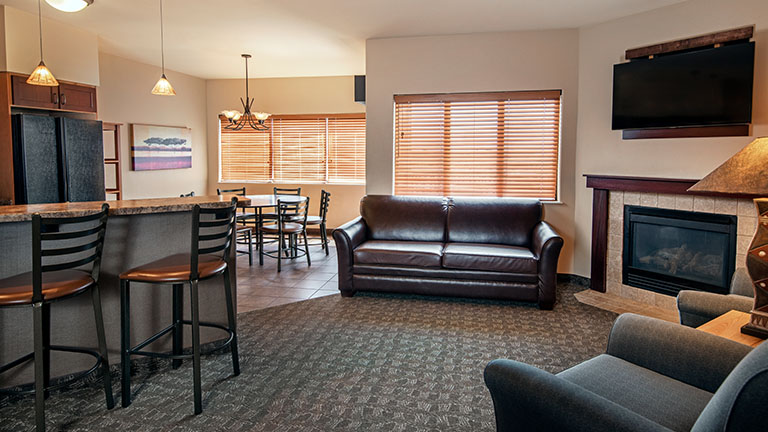 An interior of a Kalahari Resorts hotel room.