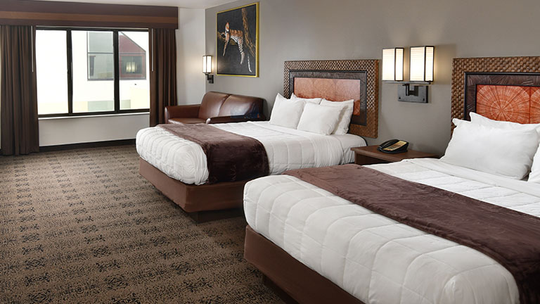 An interior of a Kalahari Resorts hotel room.