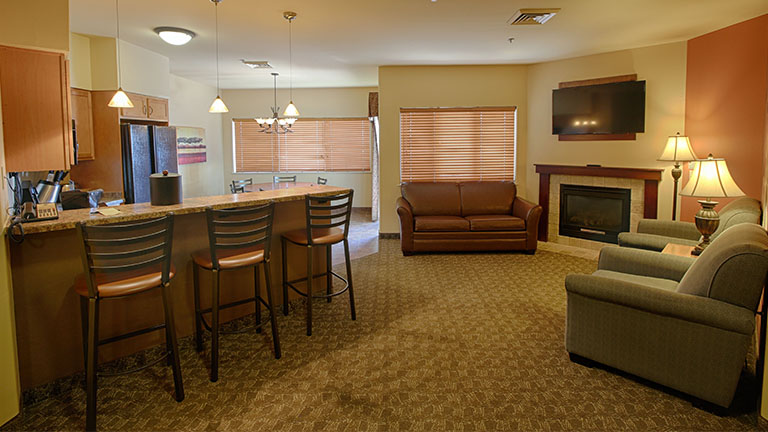 Village suite living room and kitchen